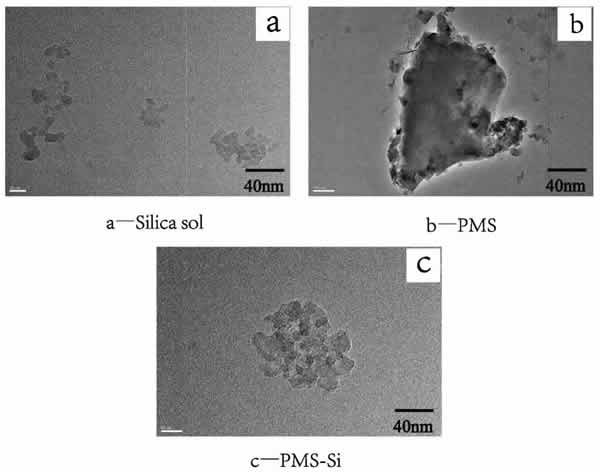 圖2_硅溶膠、PMS、PMS-Si的TEM圖